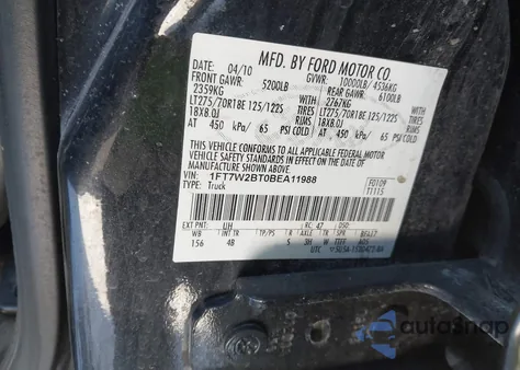 2011 Ford F-250 Lariat из США, поврежденный, VIN 1FT7W2BT0BEA11988